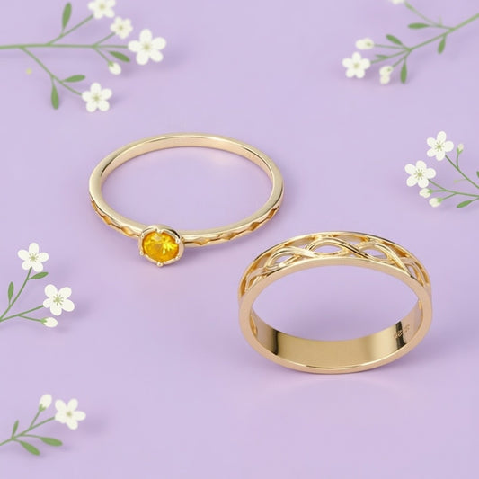 14K Gold Plated Vintage Twist Natural Opal Ring - 925 Sterling Silver